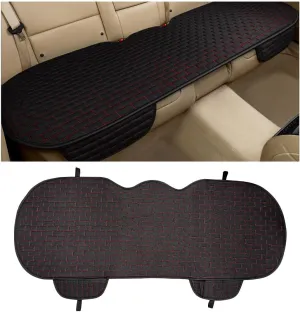 Linen Back Car Seat Cover, Anti-Slip Long Bottom Rear Seat Cover Protector with Storage Pockets, Breathable Linen Rear Bench Seat Protector Cushion Pad for Most Vehicles (Black & Red) Linen Back Car Seat Cover, Anti-Slip Long Bottom Rear Seat Cover Protector with Storage Pockets, Breathable Linen Rear Bench Seat Protector Cushion Pad for Most Vehicles (Black & Red)