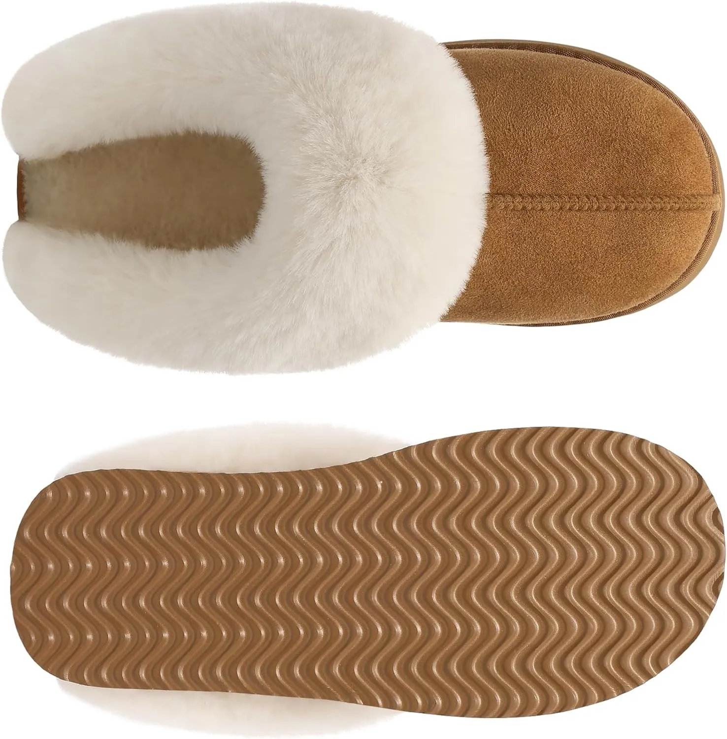 Litfun Fuzzy Platform Slippers for Women Comfy Winter House Shoes with Memory Foam Indoor Outdoor