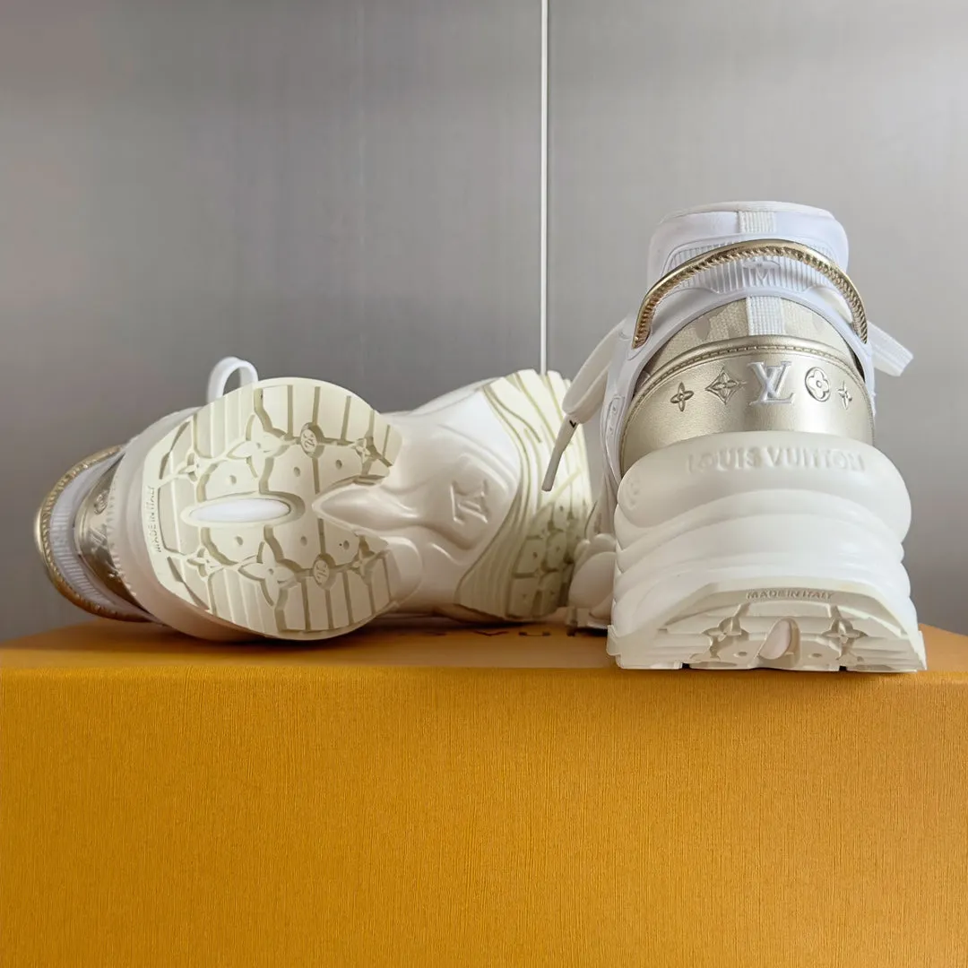 Long-lasting White Run Light Fabric Monogram Jacquard Vuitton Louis Beige Fast international delivery Mix 55 Sneaker 55mm