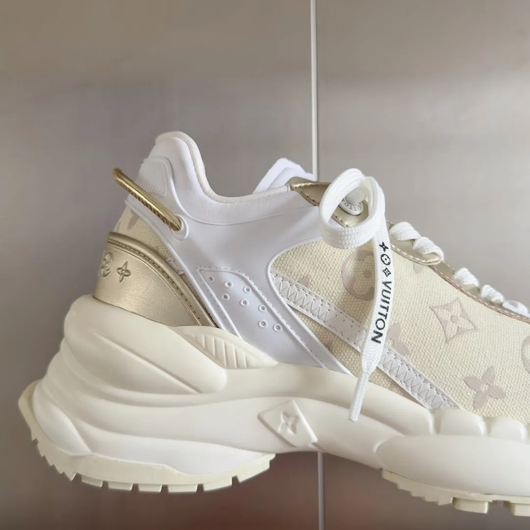 Long-lasting White Run Light Fabric Monogram Jacquard Vuitton Louis Beige Fast international delivery Mix 55 Sneaker 55mm