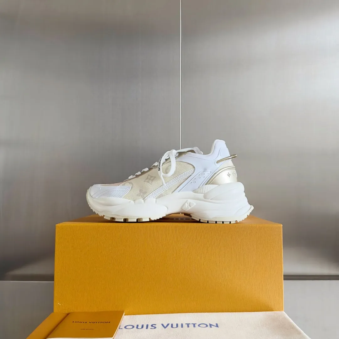Long-lasting White Run Light Fabric Monogram Jacquard Vuitton Louis Beige Fast international delivery Mix 55 Sneaker 55mm