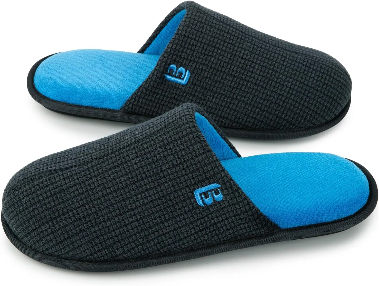 LongBay Mens House Slippers Comfy Knit Scuff Lightweight Memory Foam Slip On Bedroom Shoes for Indoor Outdoor Travel