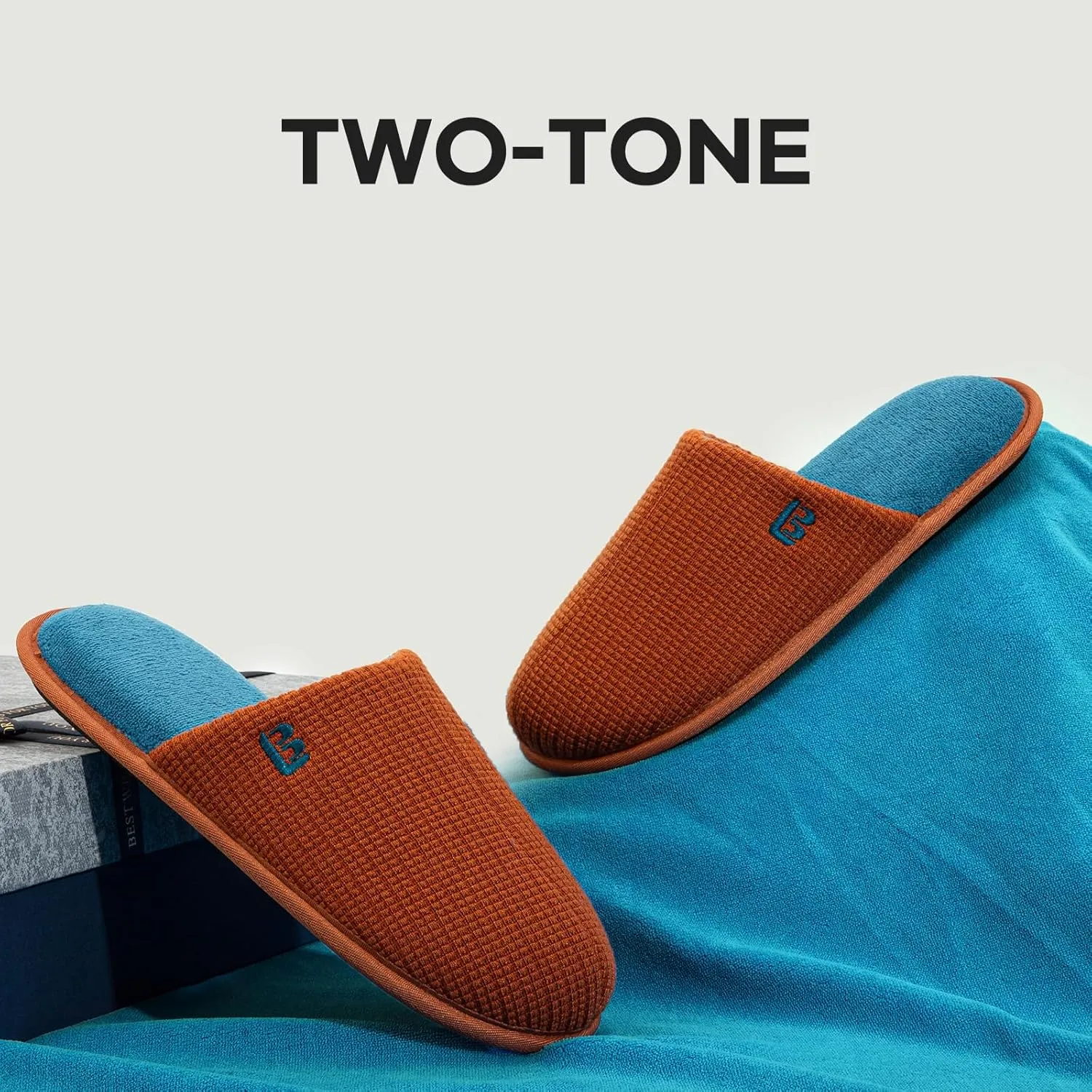 LongBay Mens House Slippers Comfy Knit Scuff Lightweight Memory Foam Slip On Bedroom Shoes for Indoor Outdoor Travel