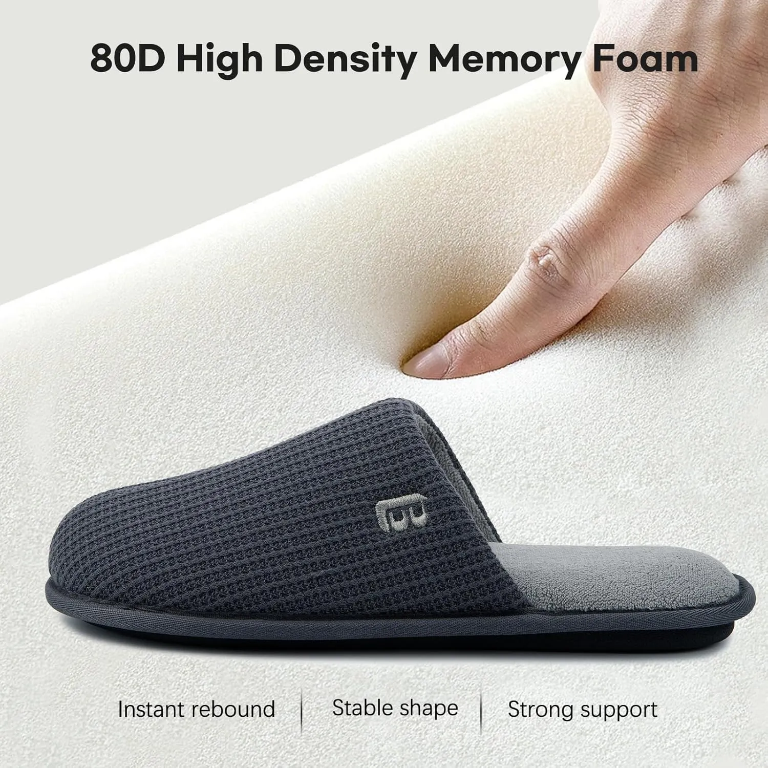 LongBay Mens House Slippers Comfy Knit Scuff Lightweight Memory Foam Slip On Bedroom Shoes for Indoor Outdoor Travel