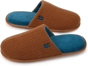 LongBay Mens House Slippers Comfy Knit Scuff Lightweight Memory Foam Slip On Bedroom Shoes for Indoor Outdoor Travel