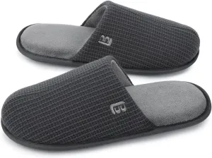 LongBay Mens House Slippers Comfy Knit Scuff Lightweight Memory Foam Slip On Bedroom Shoes for Indoor Outdoor Travel