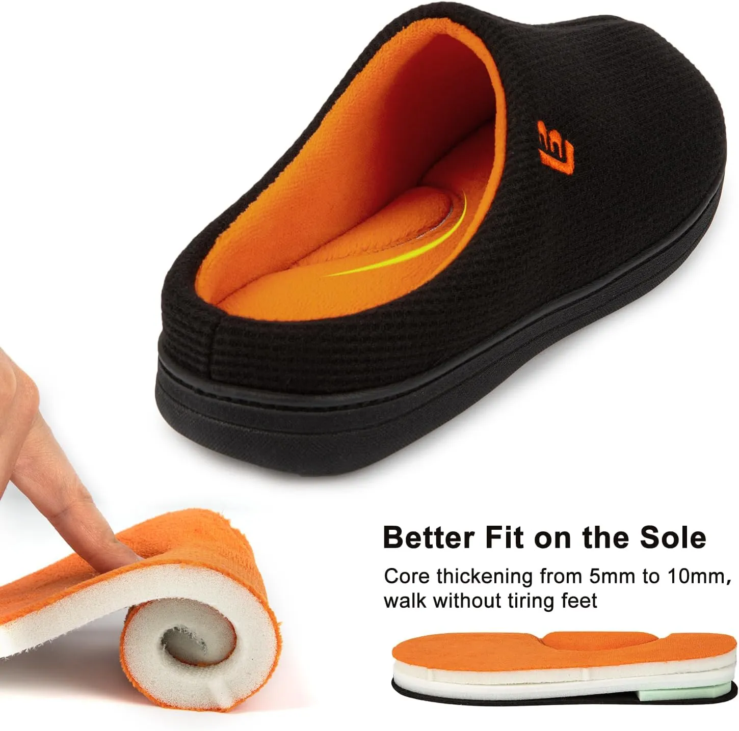 LongBay Men's Two Tone Memory Foam Slippers Slip-On Comfy House Shoes for Indoor Outdoor