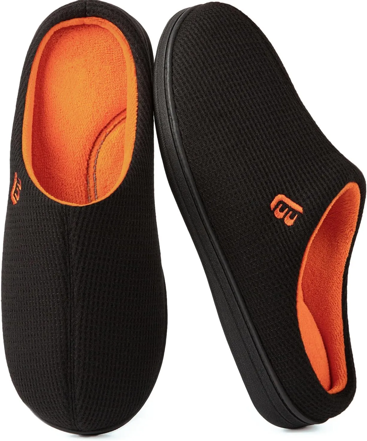 LongBay Men's Two Tone Memory Foam Slippers Slip-On Comfy House Shoes for Indoor Outdoor