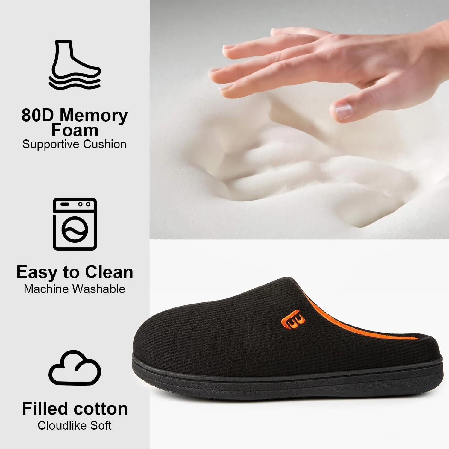 LongBay Men's Two Tone Memory Foam Slippers Slip-On Comfy House Shoes for Indoor Outdoor