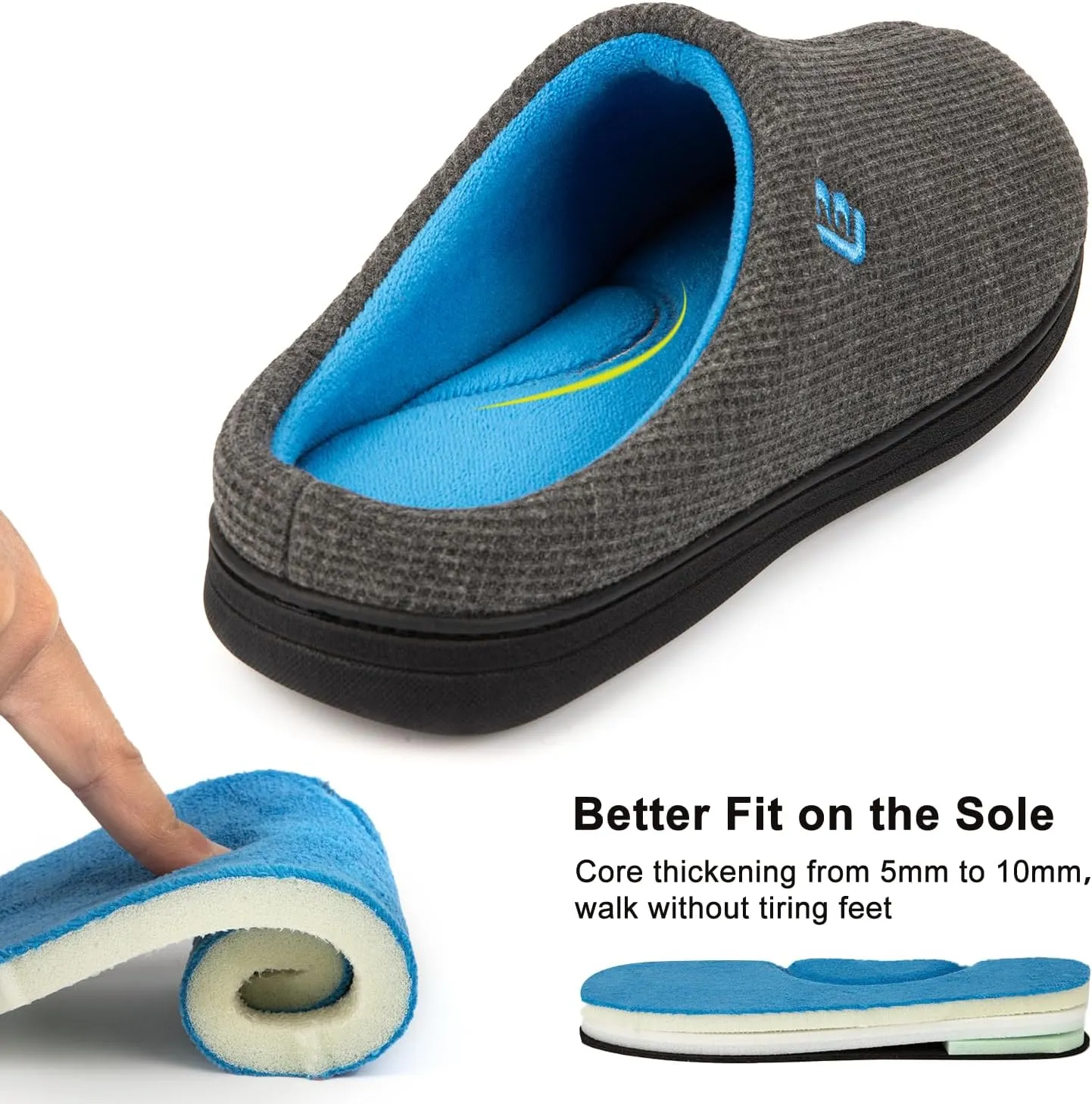 LongBay Men's Two Tone Memory Foam Slippers Slip-On Comfy House Shoes for Indoor Outdoor