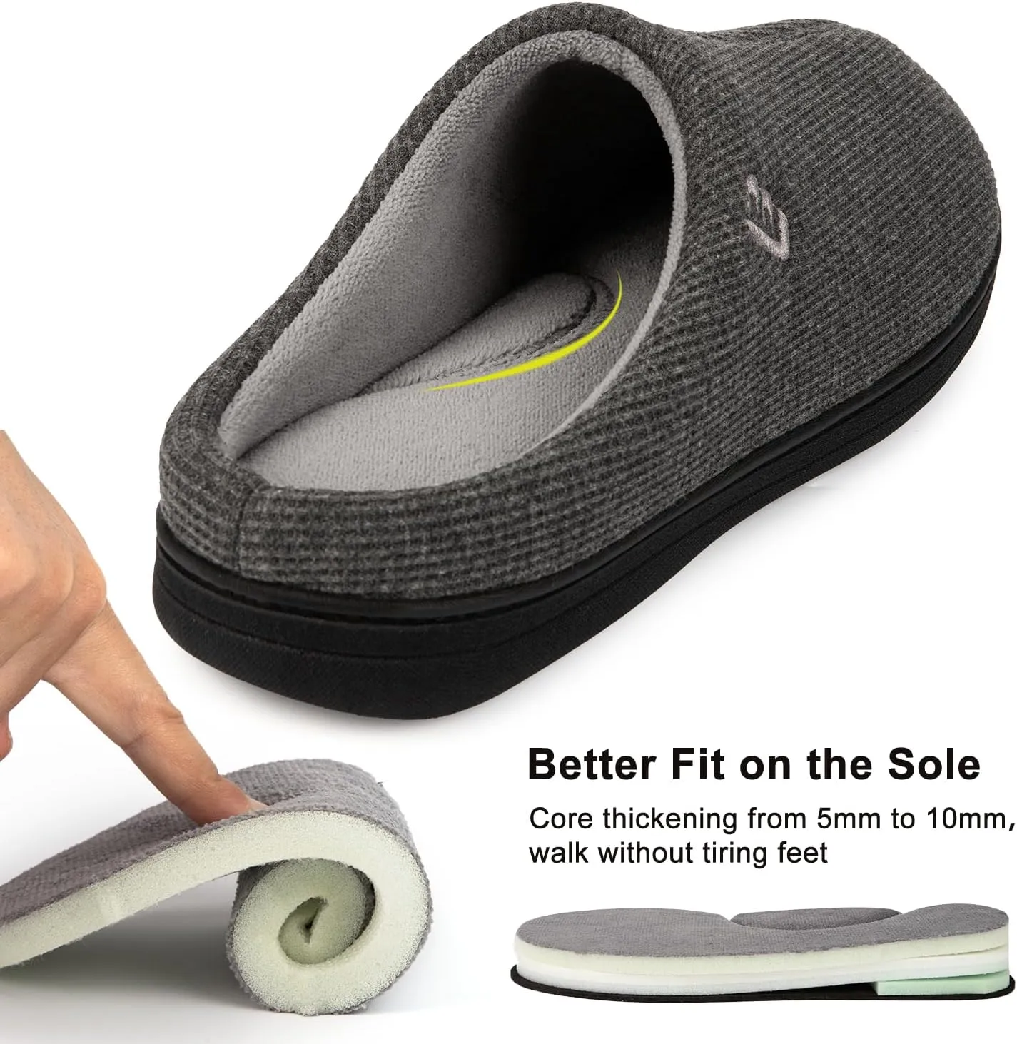 LongBay Men's Two Tone Memory Foam Slippers Slip-On Comfy House Shoes for Indoor Outdoor