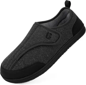 LongBay Men's Wide Slippers Adjustable Diabetic House Shoes Comfy Swollen Edema Slippers Indoor Outdoor
