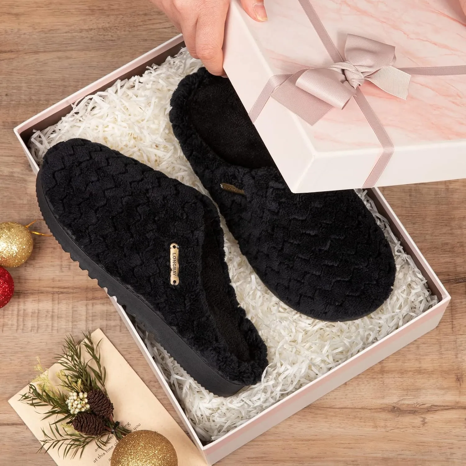 LongBay Women's Slip-On House Slippers Comfy Memory Foam Bedroom Shoes