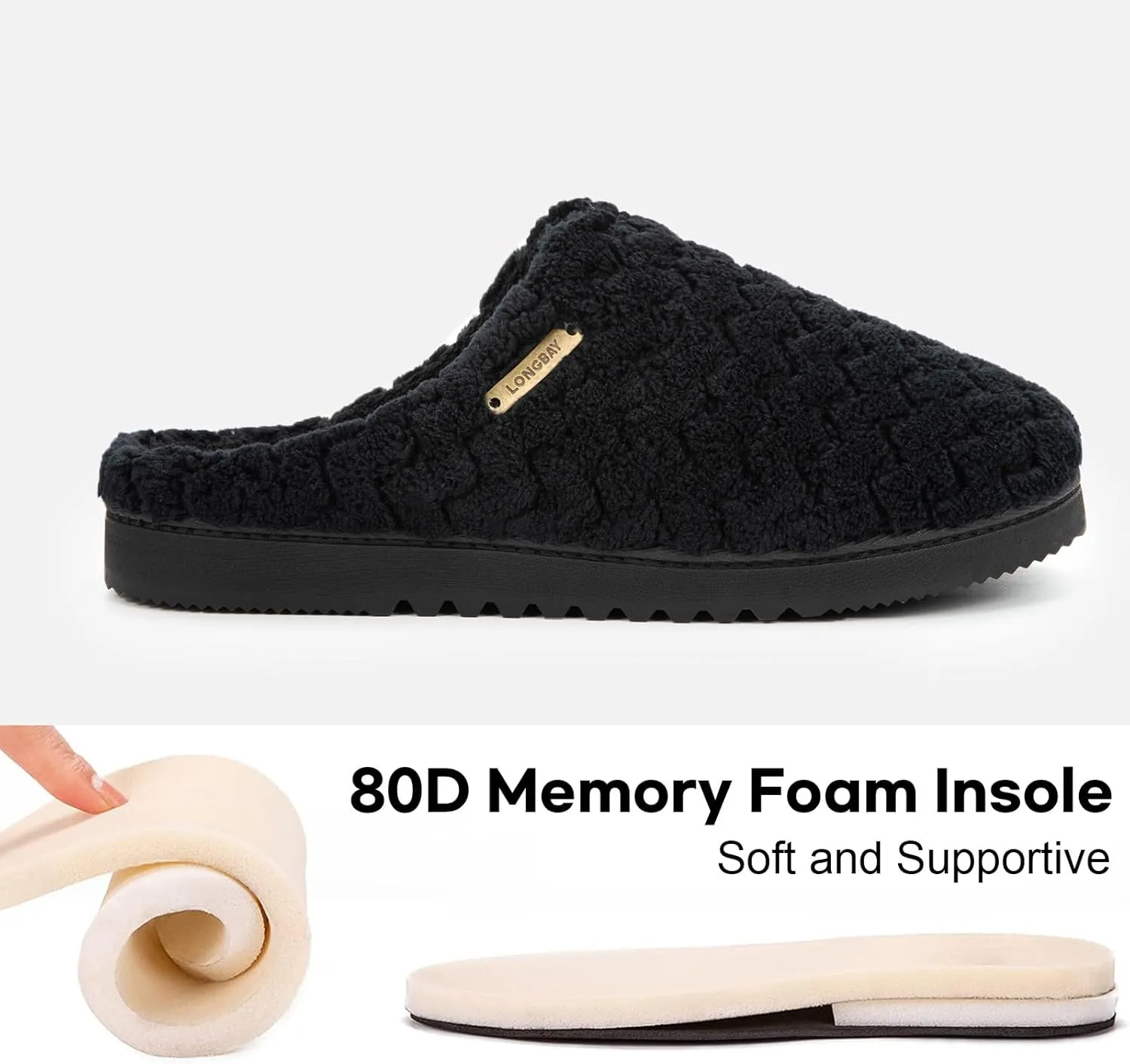 LongBay Women's Slip-On House Slippers Comfy Memory Foam Bedroom Shoes
