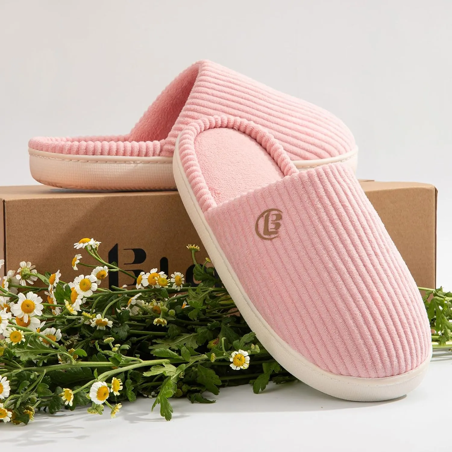 LongBay Women's Slippers Soft Comfy Memory Foam Slip-On Indoor House Shoes with Non-Slip Sole