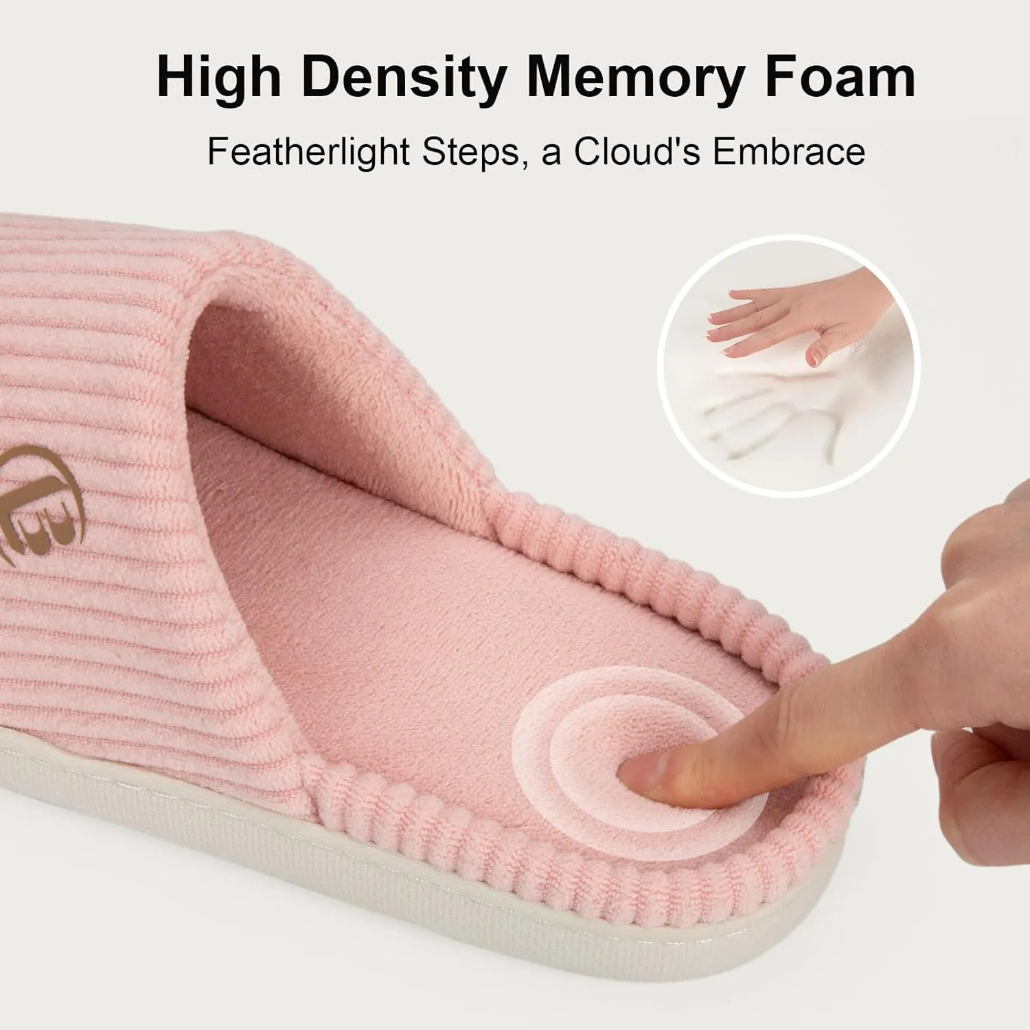 LongBay Women's Slippers Soft Comfy Memory Foam Slip-On Indoor House Shoes with Non-Slip Sole