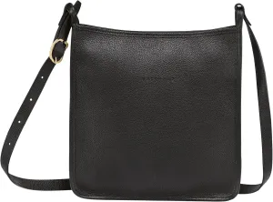 Longchamp 'Le Foulonne' Medium Leather Crossbody Tote Handbag, Black