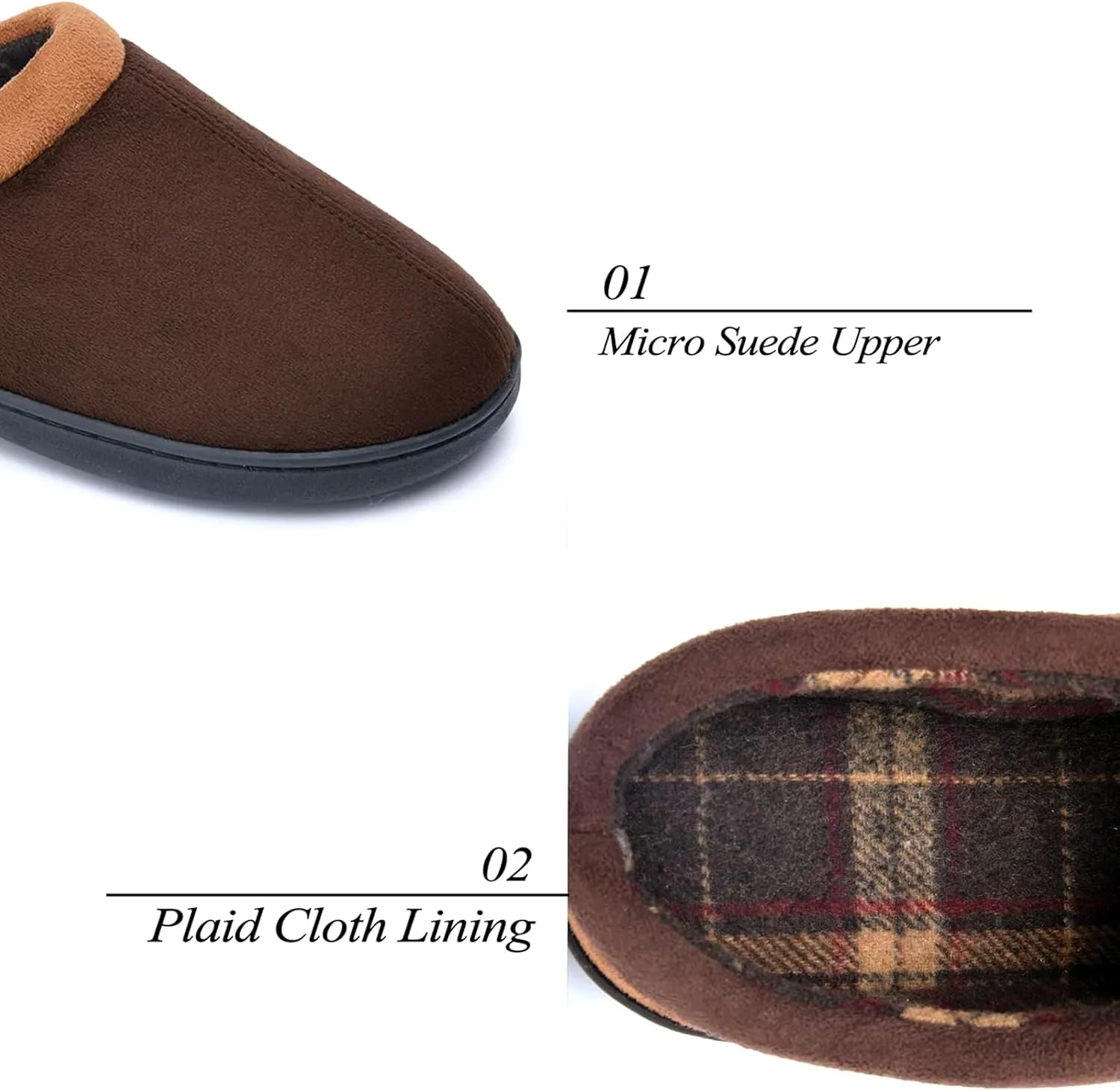 LORDFON Memory Foam Mens Slippers Slip-On Comfy House Slippers for Men Indoor Outdoor Non-Slip Warm Winter Men’s Bedroom Slippers Size