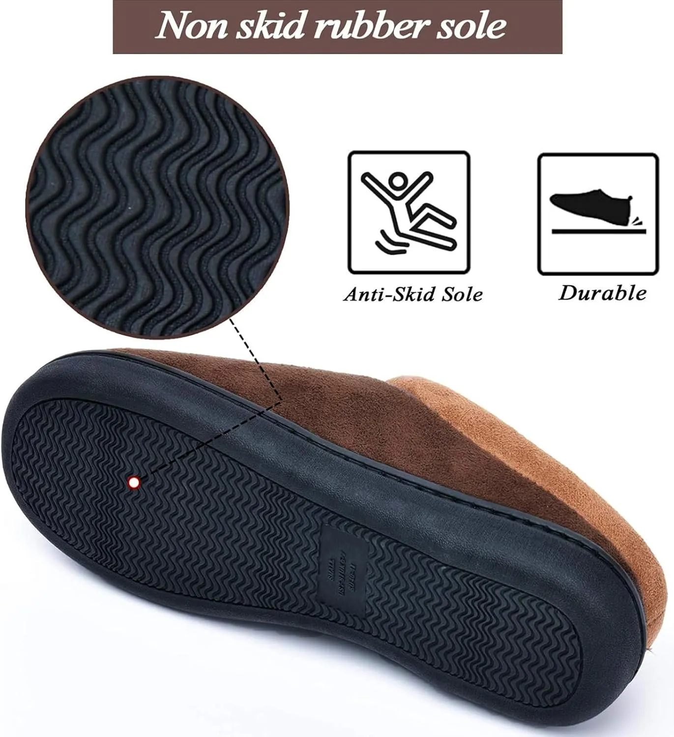 LORDFON Memory Foam Mens Slippers Slip-On Comfy House Slippers for Men Indoor Outdoor Non-Slip Warm Winter Men’s Bedroom Slippers Size