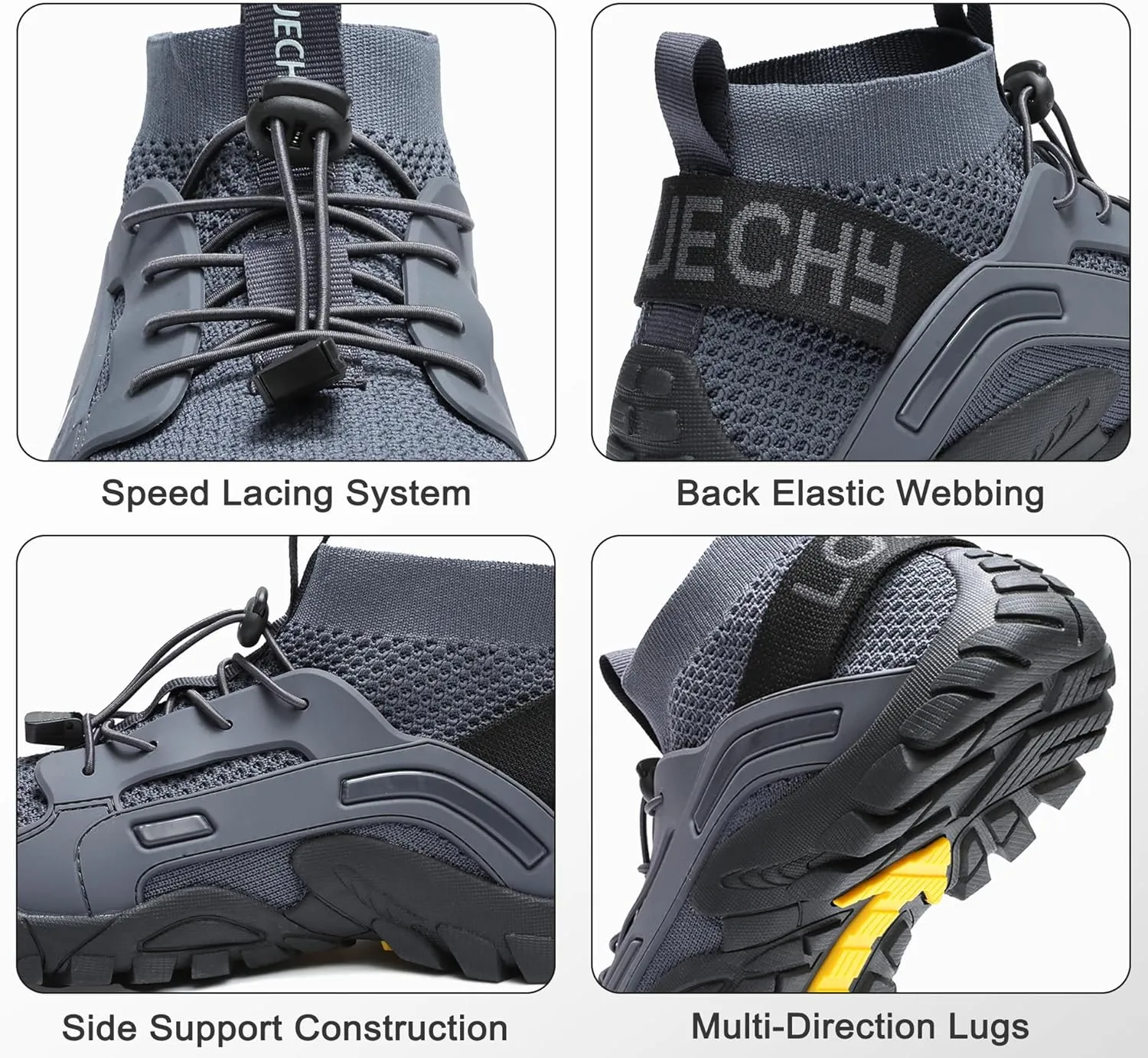 LOUECHY Men's Hiking Shoes Slip-On Walking Shoes Breathable Sock Sneakers