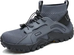 LOUECHY Men's Hiking Shoes Slip-On Walking Shoes Breathable Sock Sneakers