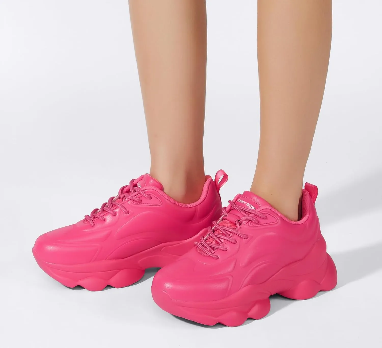 LUCKY STEP Women's 90s Chunky Sneakers Sparkly Bling Rhinestone Rope Platform Casual Thick Dad Rave Walking Shoes