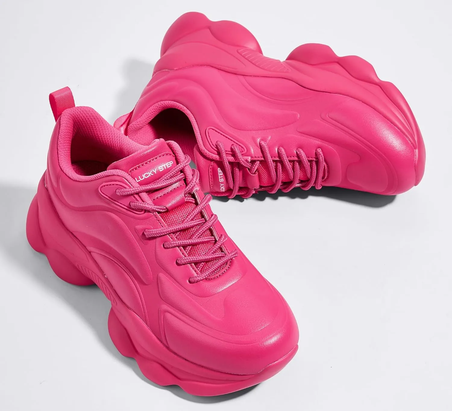 LUCKY STEP Women's 90s Chunky Sneakers Sparkly Bling Rhinestone Rope Platform Casual Thick Dad Rave Walking Shoes
