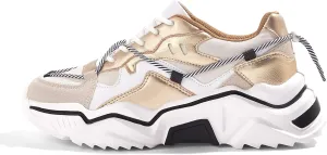 LUCKY STEP Women's Platform Colorful Fashion Sneakers Retro Colorblock Stylish Cute Chunky Dad Walking Shoes