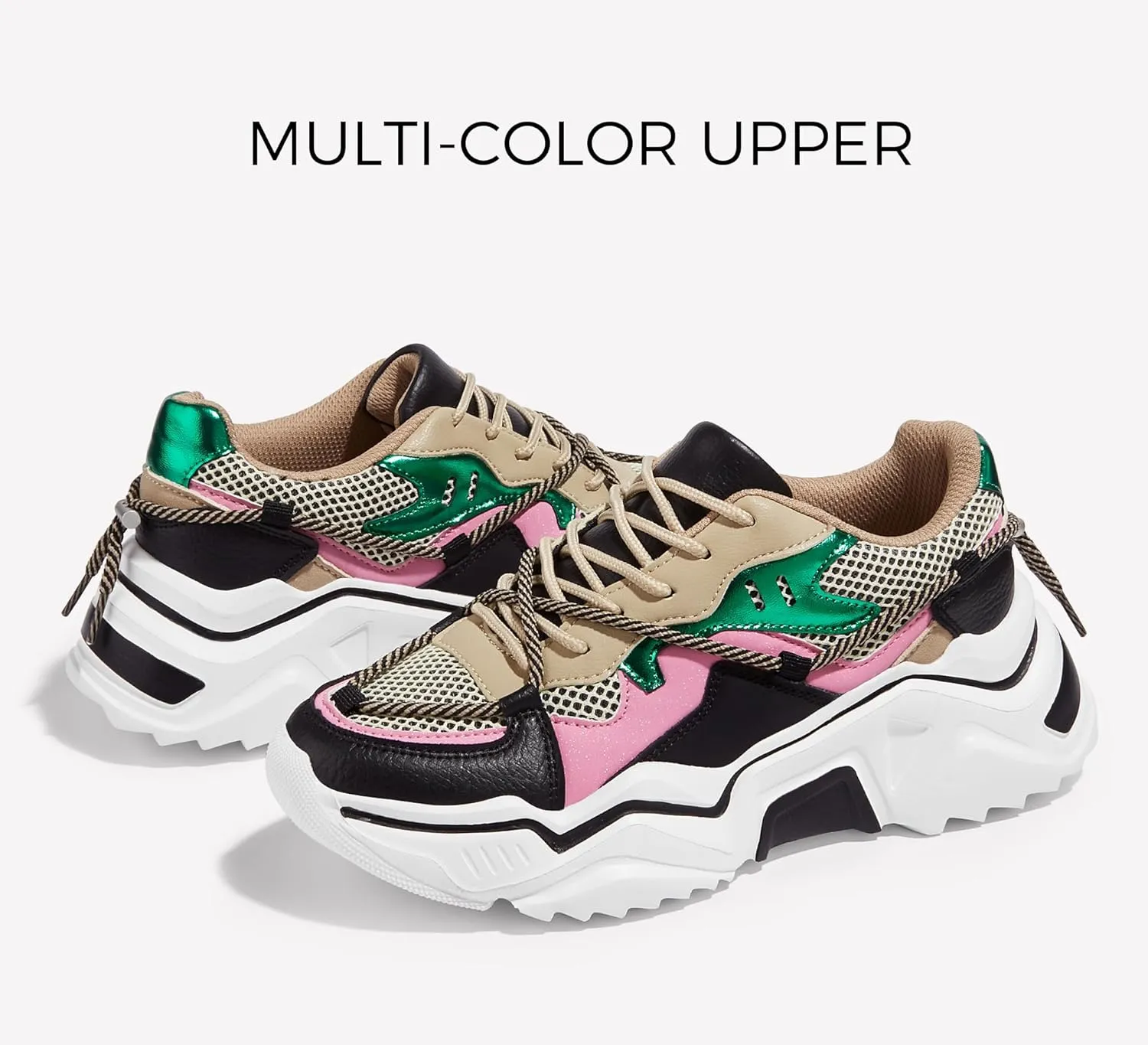 LUCKY STEP Women's Platform Colorful Fashion Sneakers Retro Colorblock Stylish Cute Chunky Dad Walking Shoes