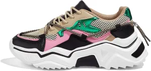 LUCKY STEP Women's Platform Colorful Fashion Sneakers Retro Colorblock Stylish Cute Chunky Dad Walking Shoes