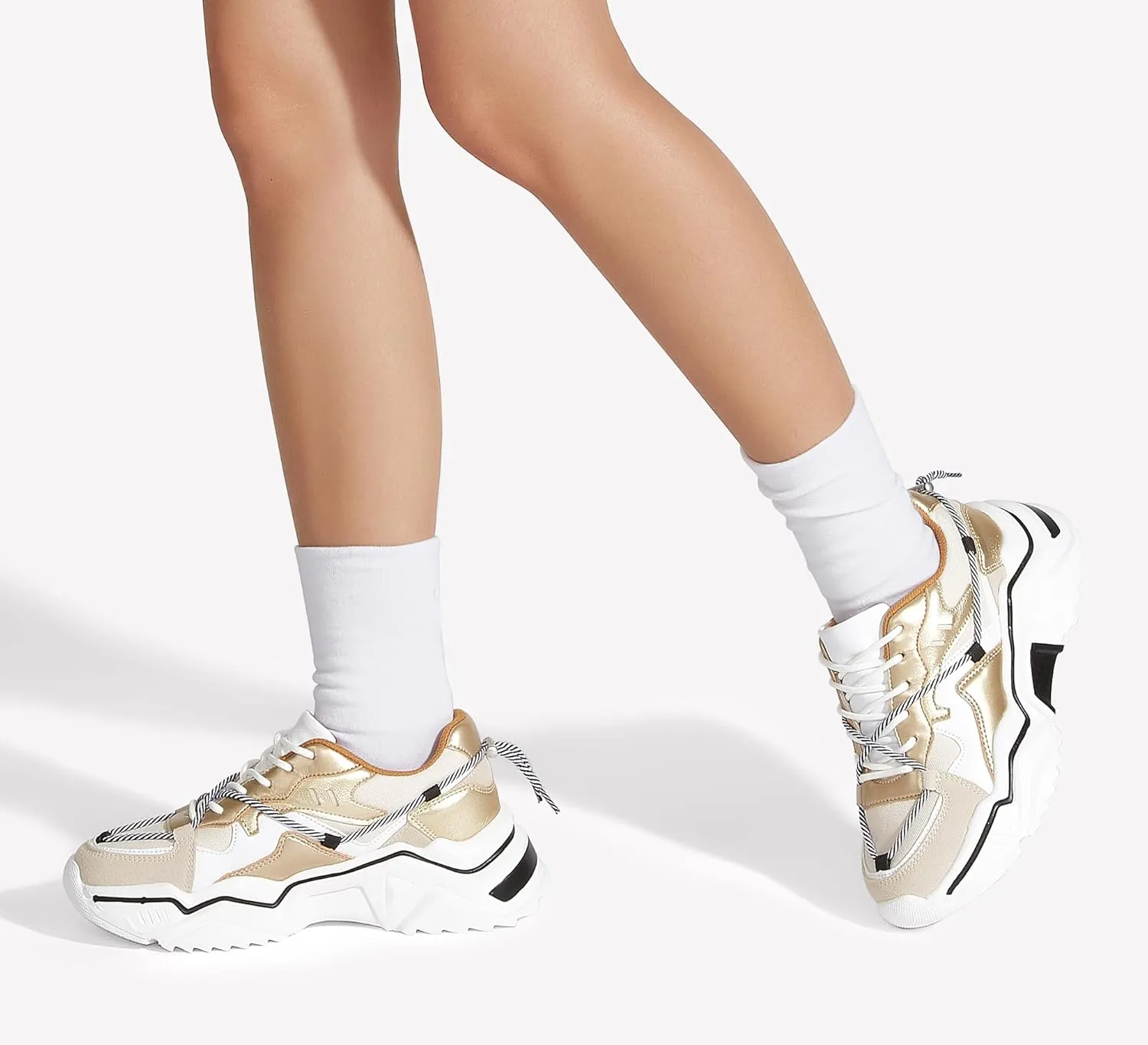 LUCKY STEP Women's Platform Colorful Fashion Sneakers Retro Colorblock Stylish Cute Chunky Dad Walking Shoes