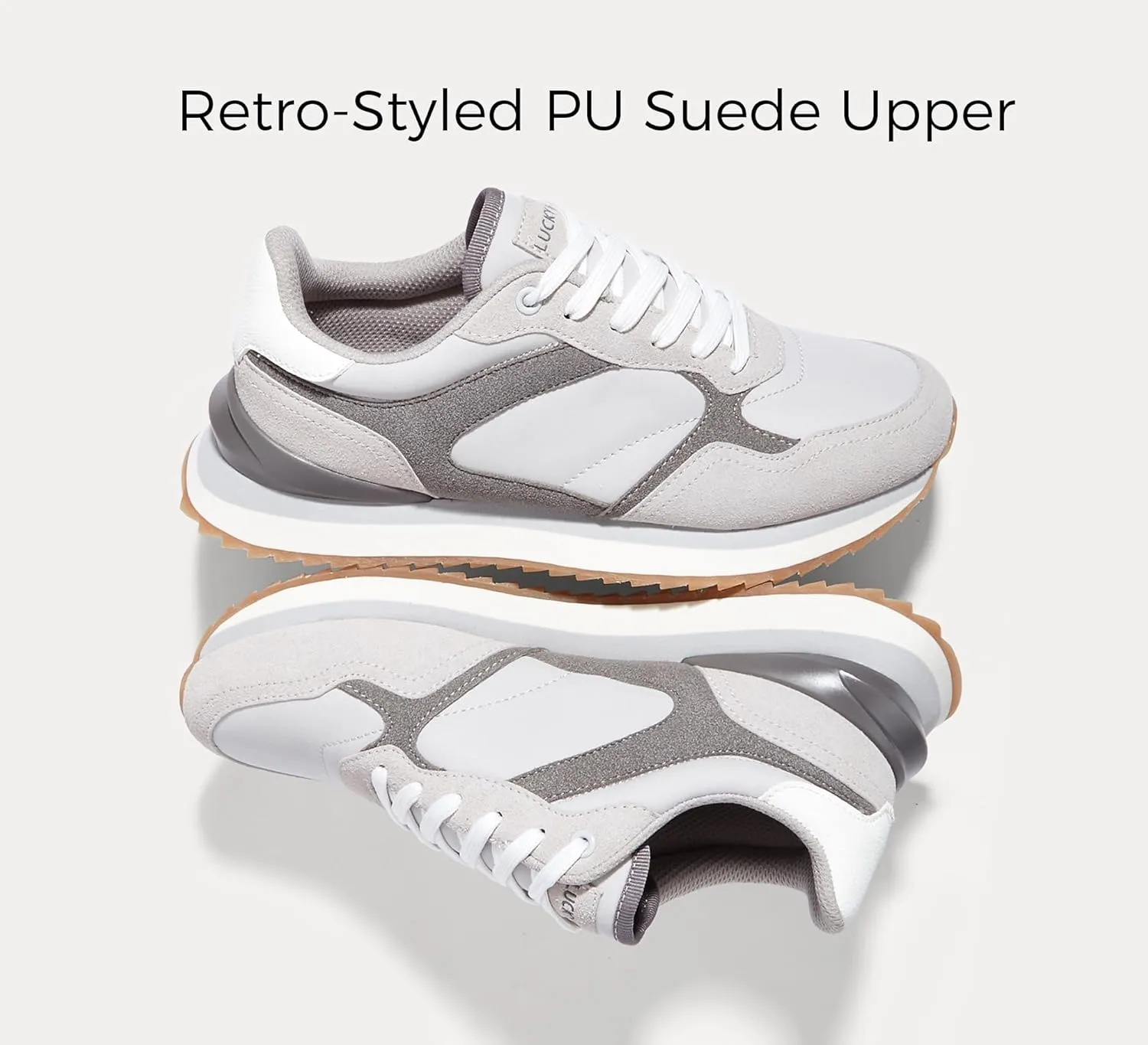 LUCKY STEP Women's Platform Fashion Sneakers Suede Colorful Colorblock Stylish Retro Casual Neutral Tennis Running Footwear Walking Shoes
