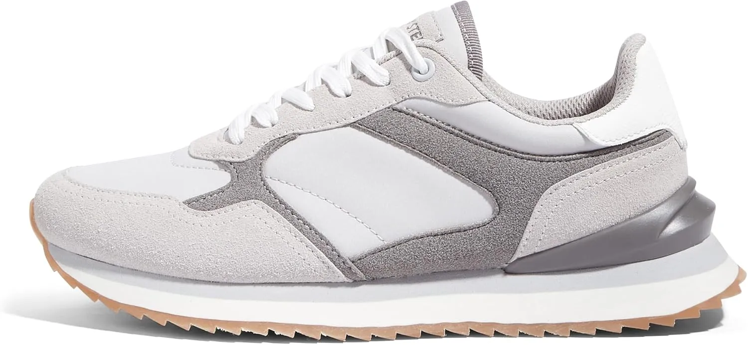 LUCKY STEP Women's Platform Fashion Sneakers Suede Colorful Colorblock Stylish Retro Casual Neutral Tennis Running Footwear Walking Shoes