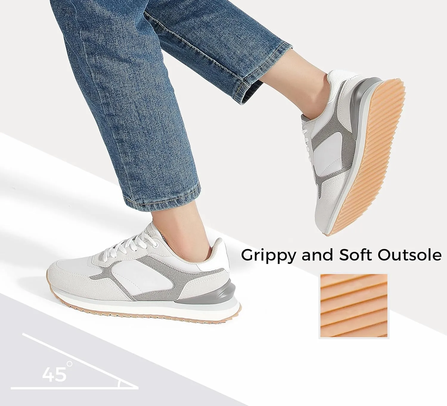 LUCKY STEP Women's Platform Fashion Sneakers Suede Colorful Colorblock Stylish Retro Casual Neutral Tennis Running Footwear Walking Shoes