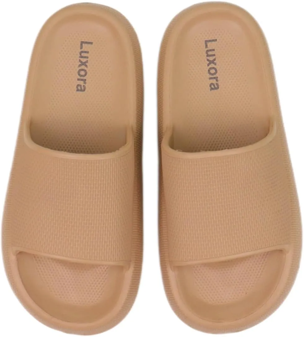 Luxora Comfy Thick Platform Indoor Pillow Slides for Women and Men| Non-Slip | Soft EVA