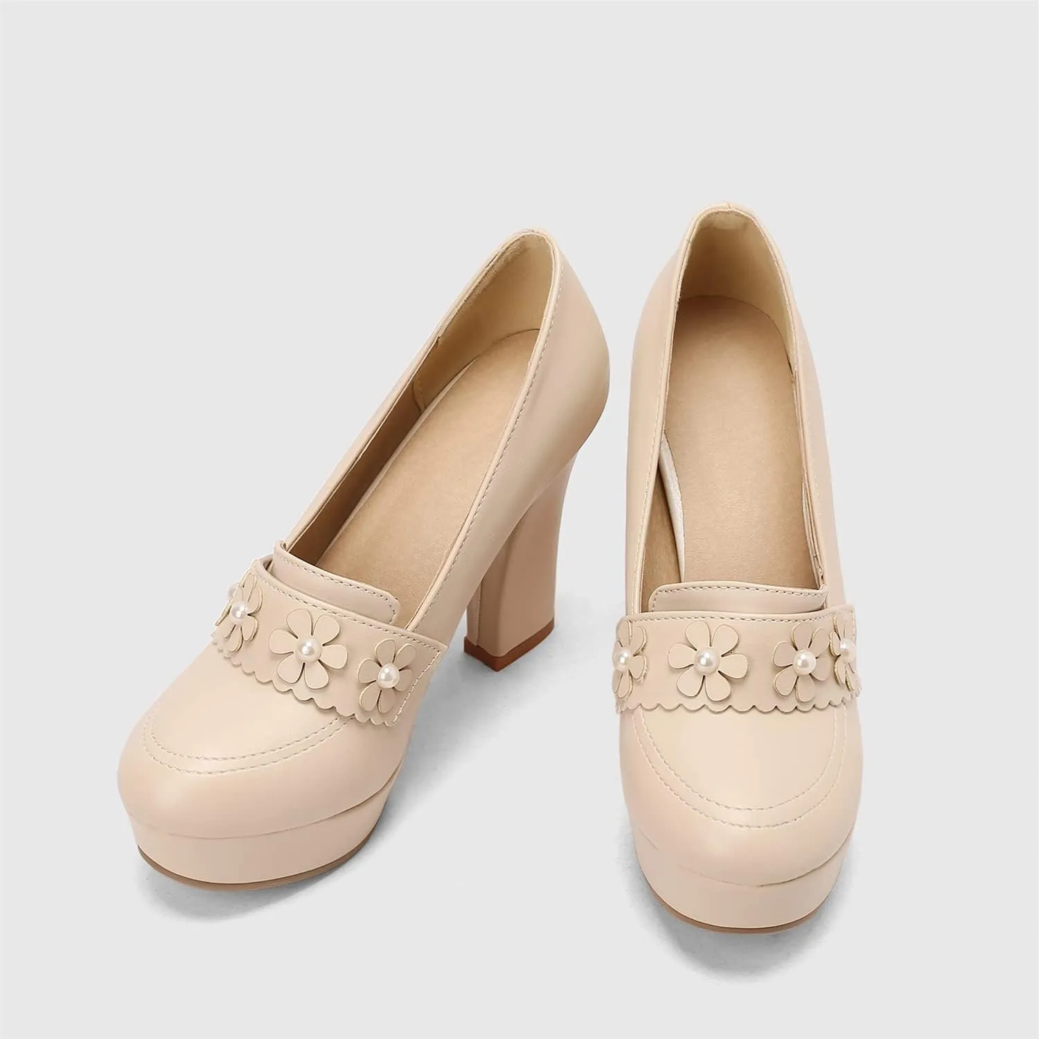 LYYSKY Womens Fashion 10.5CM Super High Heels Round Toe Single Shoes Concise Slip On Office Lady Platform Pumps