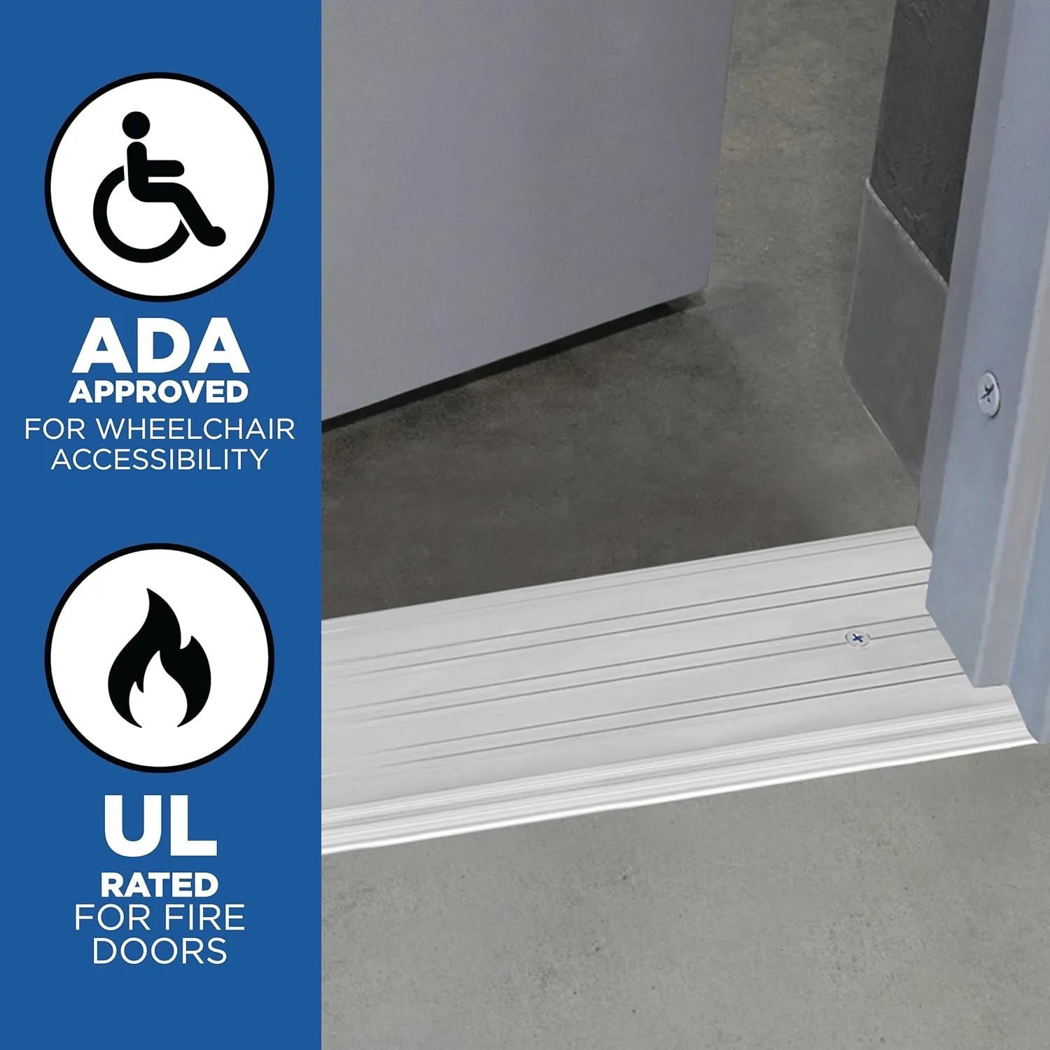 M-D Building Products 68338 Aluminum Commercial Flat-Profile Threshold: Durable and Sleek Entryway Access Solution Draft Protection (5 in. x 1/2 in. x 72 in.) (Silver)