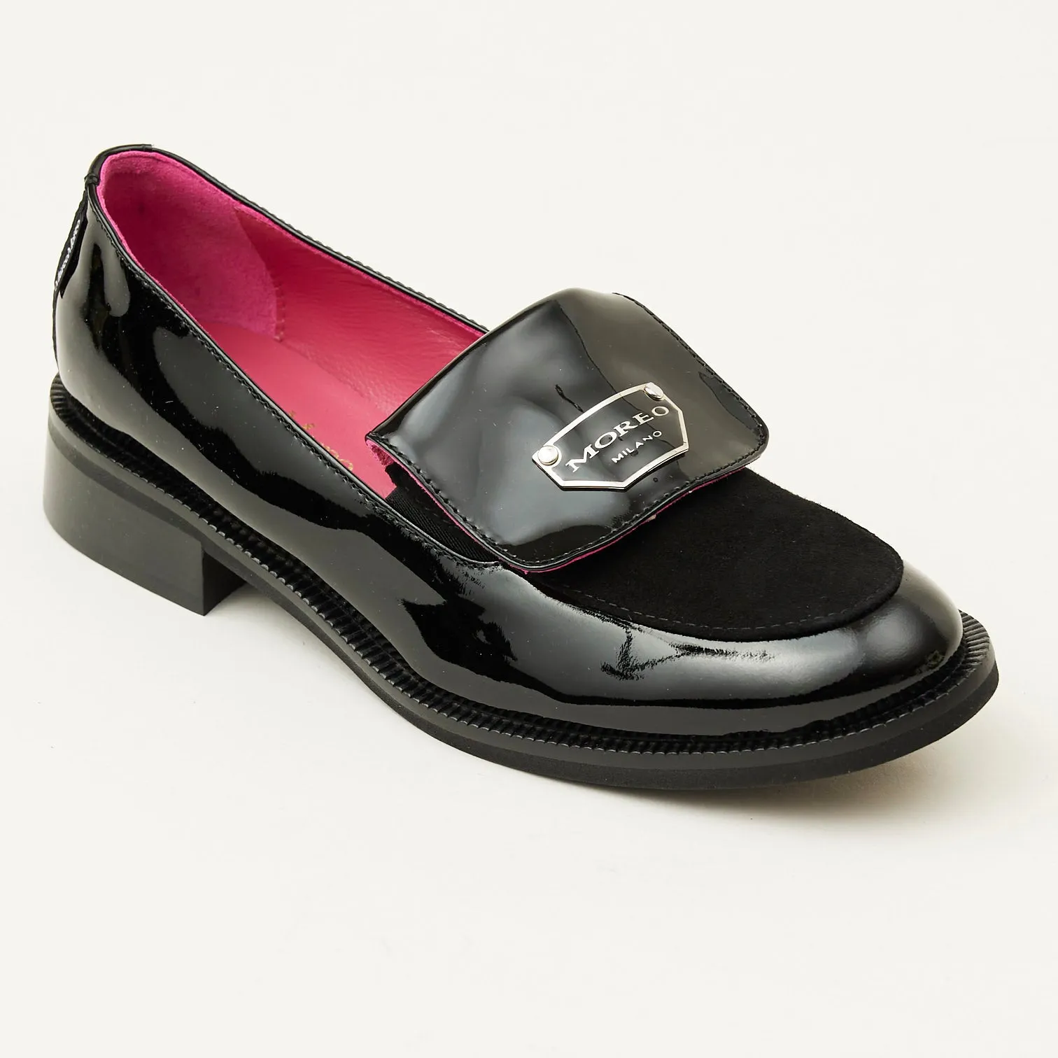 Marco Moreo Black Suede and Patent Loafers