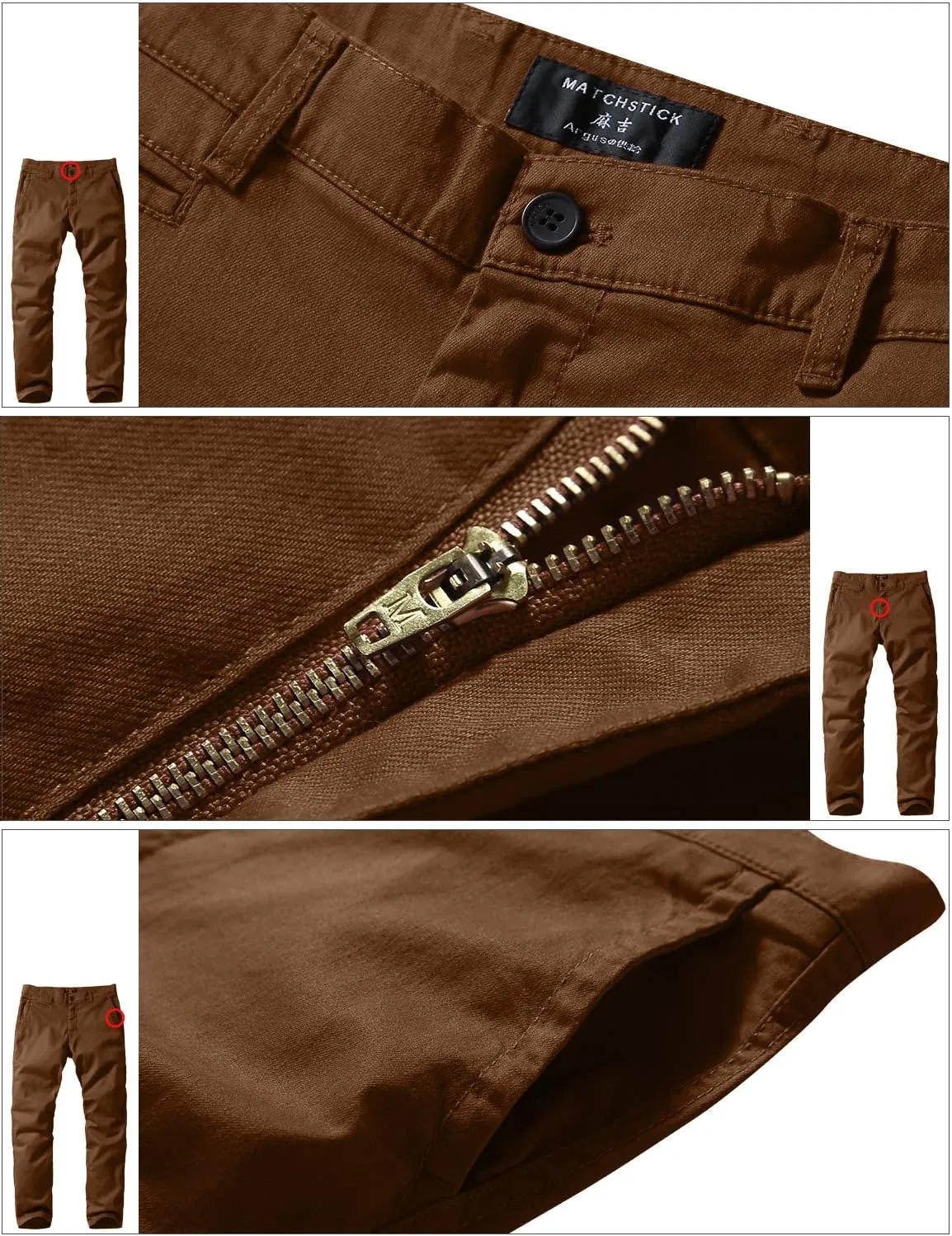 Match Men's Slim Tapered Stretchy Casual Pants #8105