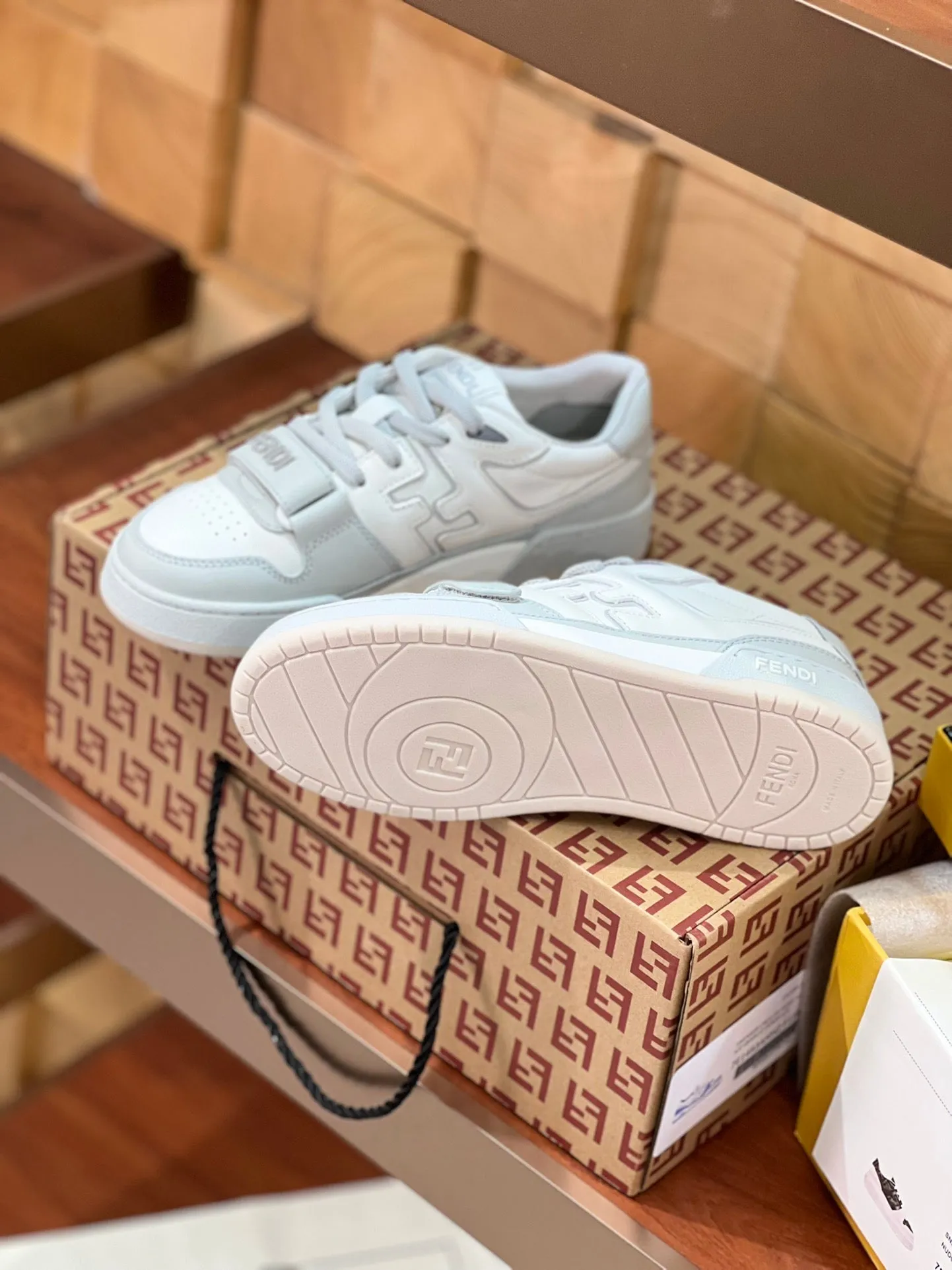 MATCH MIX Risk-free CALFSKIN IN LIGHT GREY WHITE FENDI Overnight delivery FENDI