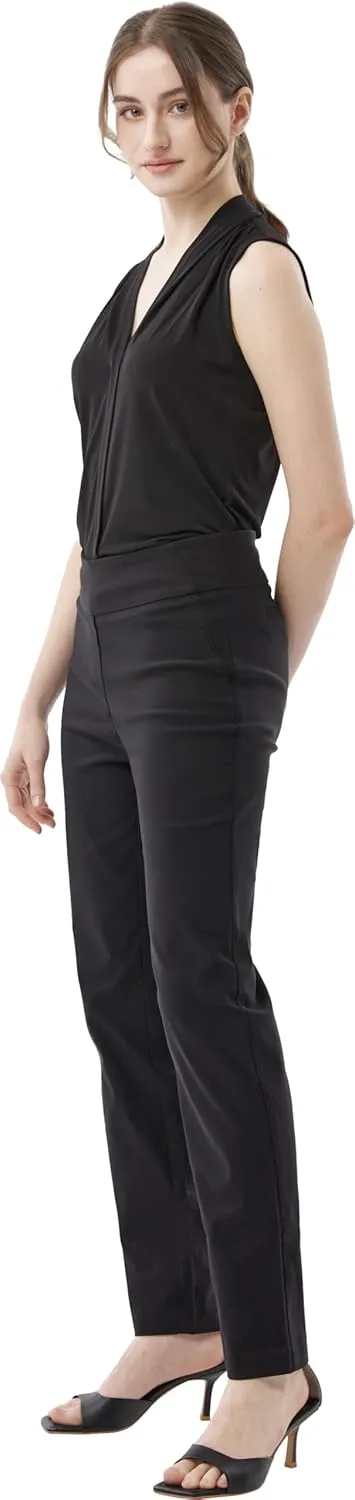 May You Be Women’s Super Stretch Straight Fit Comfy Pull-On Business Casual Pants