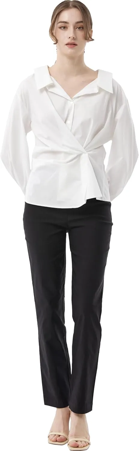 May You Be Women’s Super Stretch Straight Fit Comfy Pull-On Business Casual Pants