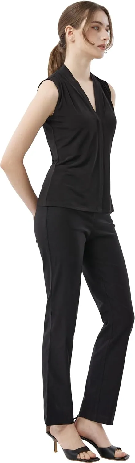 May You Be Women’s Super Stretch Straight Fit Comfy Pull-On Business Casual Pants