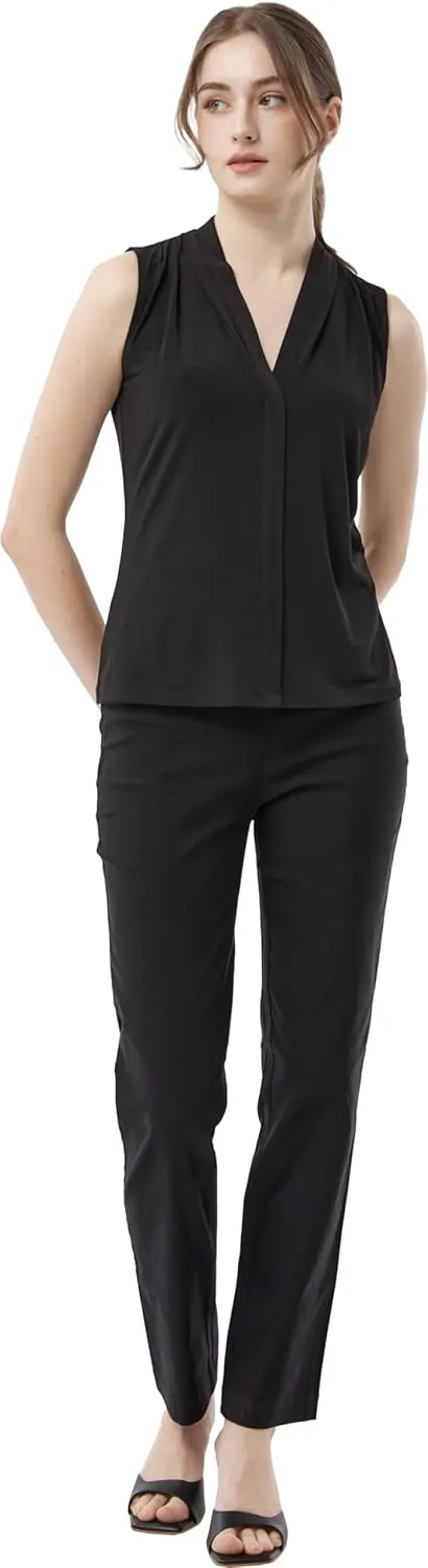 May You Be Women’s Super Stretch Straight Fit Comfy Pull-On Business Casual Pants