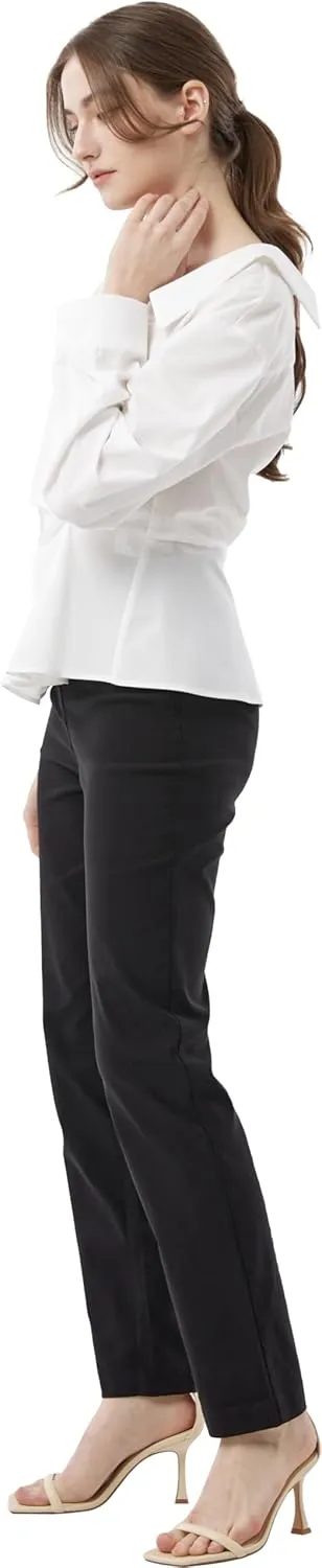 May You Be Women’s Super Stretch Straight Fit Comfy Pull-On Business Casual Pants