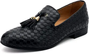 Meijiana Men Faux Leather Noble Loafer Shoes Slip-on Loafer Smoking Slipper Tassel Loafer