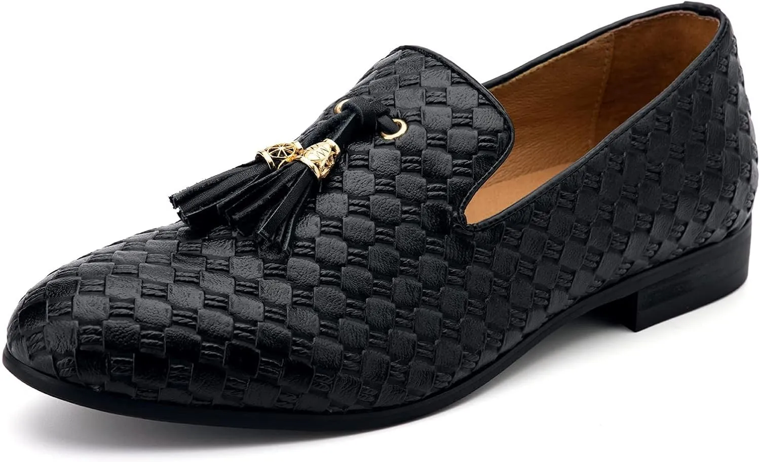 Meijiana Men Faux Leather Noble Loafer Shoes Slip-on Loafer Smoking Slipper Tassel Loafer