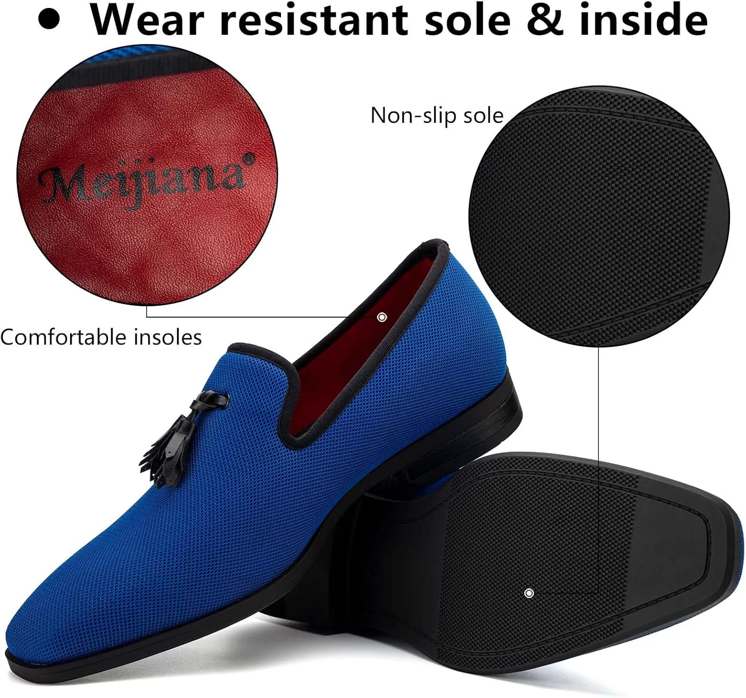 Meijiana Men's Loafers Lightweight Slip-On Moccasins Stylish Dress Shoes Breathable Tassels Loafers