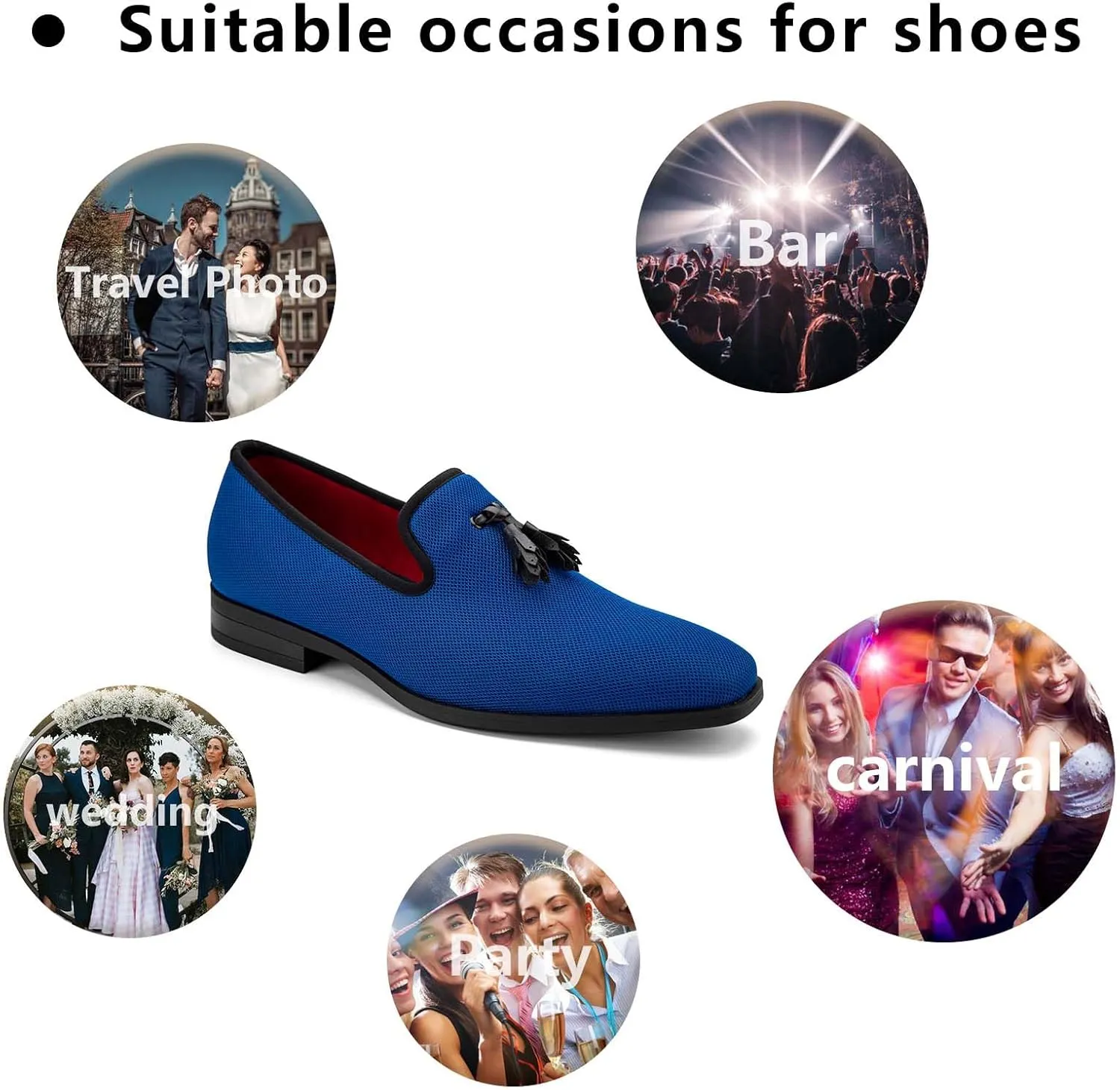 Meijiana Men's Loafers Lightweight Slip-On Moccasins Stylish Dress Shoes Breathable Tassels Loafers