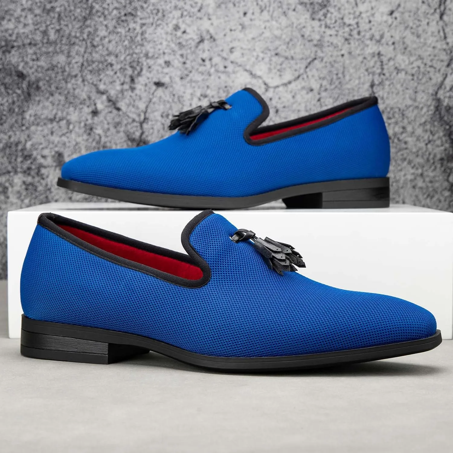 Meijiana Men's Loafers Lightweight Slip-On Moccasins Stylish Dress Shoes Breathable Tassels Loafers